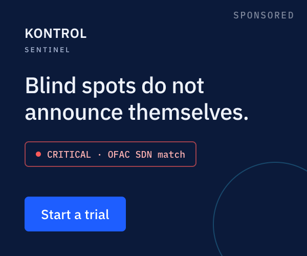 Kontrol Sentinel — Continuous screening against sanctions and watchlists, kept in the EEA, for teams that have to show their working.